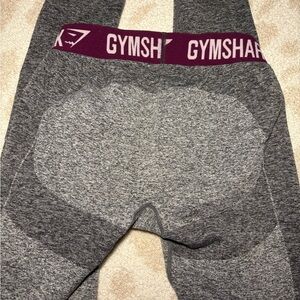 Gymshark Heather Gray Leggings with Maroon Waistband